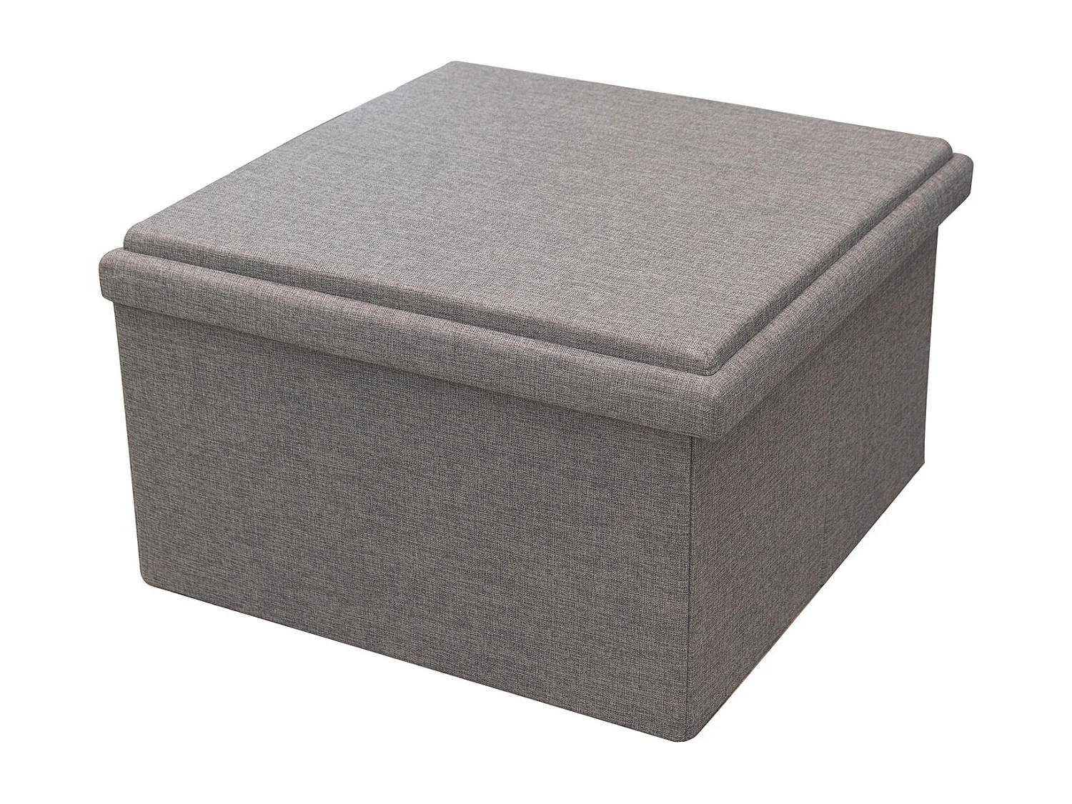 Coffre Pouf Pliable Table Tissu Gris 76x76cm Gris
