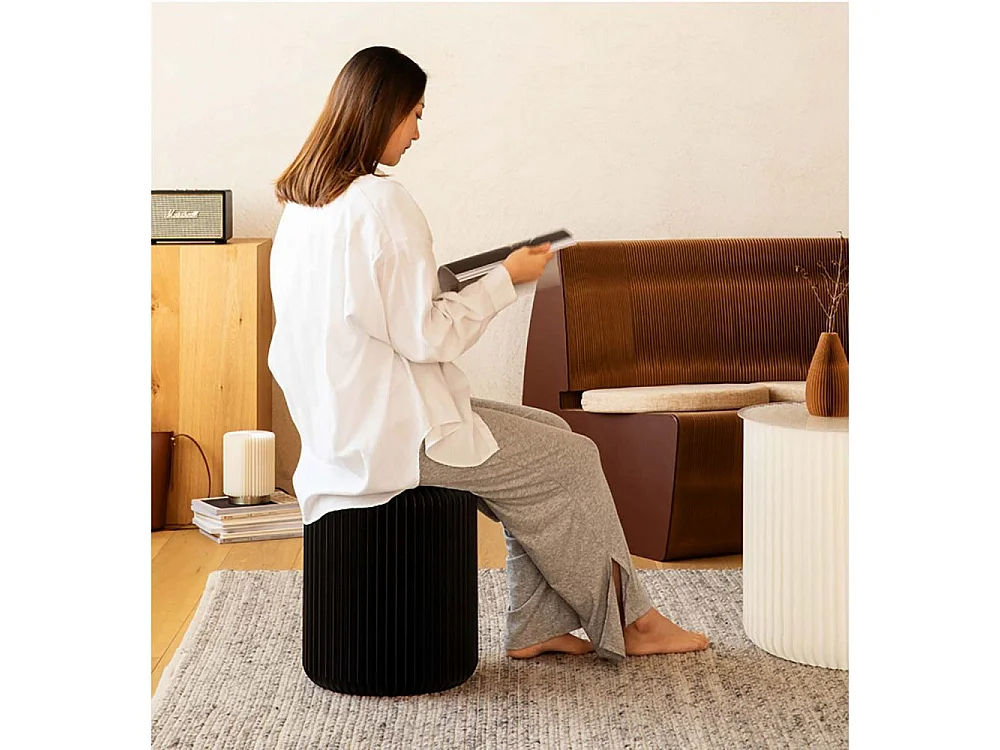 Pouf design en carton plié 35 cm