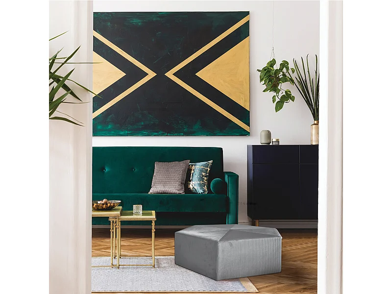 Pouf Velours Cotele 75cm Giulia Gris Fonce Gris