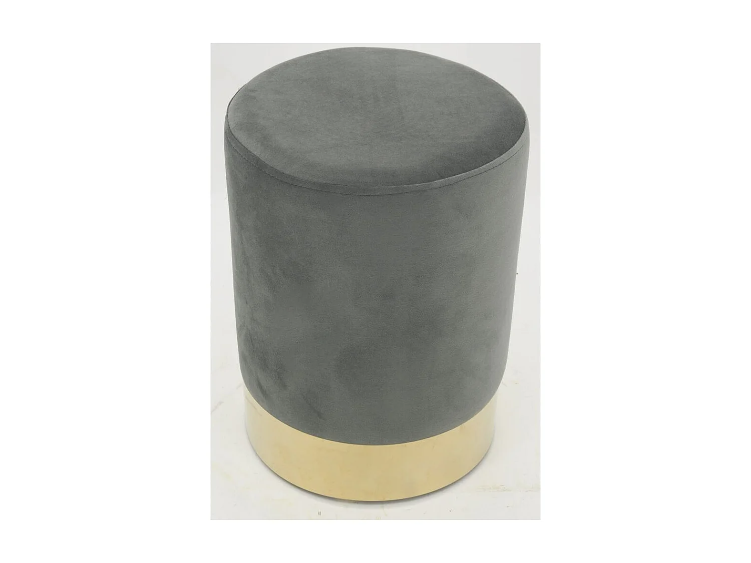 Pouf en velours et métal doré