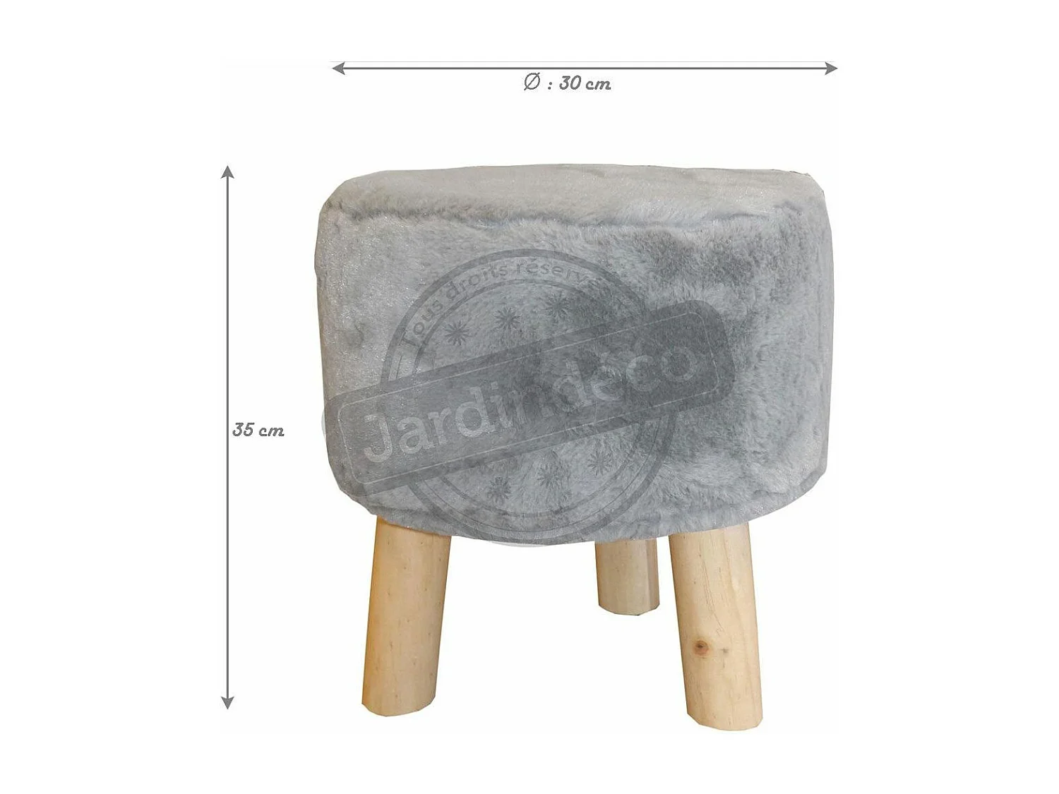 Pouf extra doux 3 pieds en bois Doli