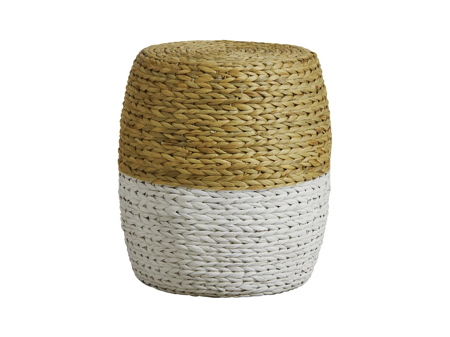 Tabouret rond en jacinthe bicolore Naturel et blanc