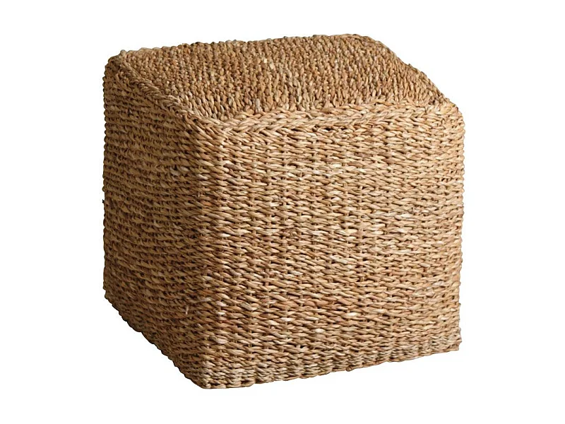 Pouf carré en jonc de mer naturel