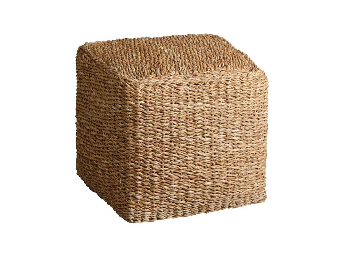 Pouf carré en jonc de mer naturel