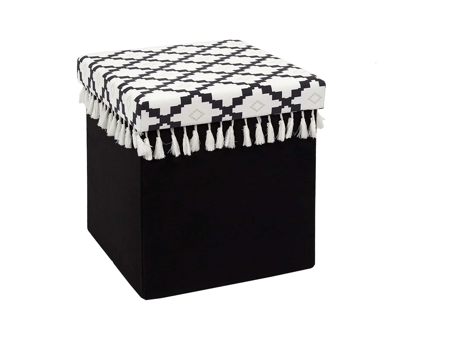 Pouf Pliable & Coffre "Mirage" 38cm Noir & Blanc