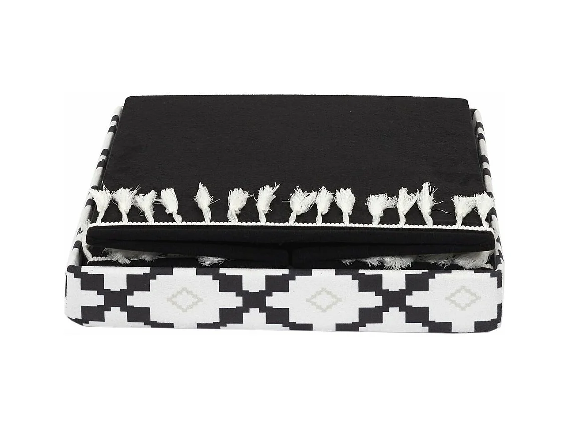 Pouf Pliable & Coffre "Mirage" 38cm Noir & Blanc
