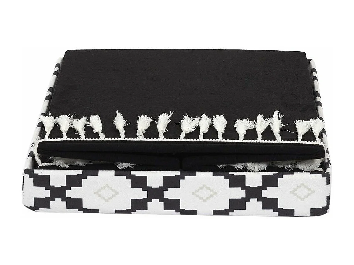 Pouf Pliable & Coffre "Mirage" 38cm Noir & Blanc