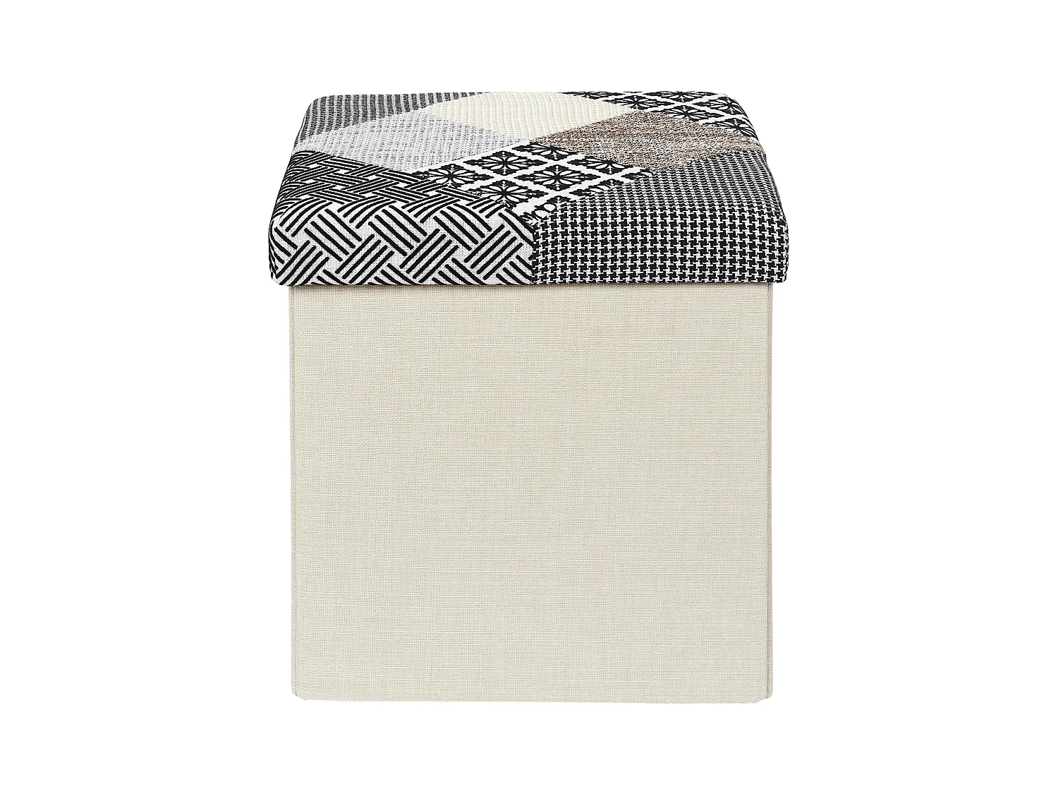Coffre Pouf Pliable Patchwork Gris