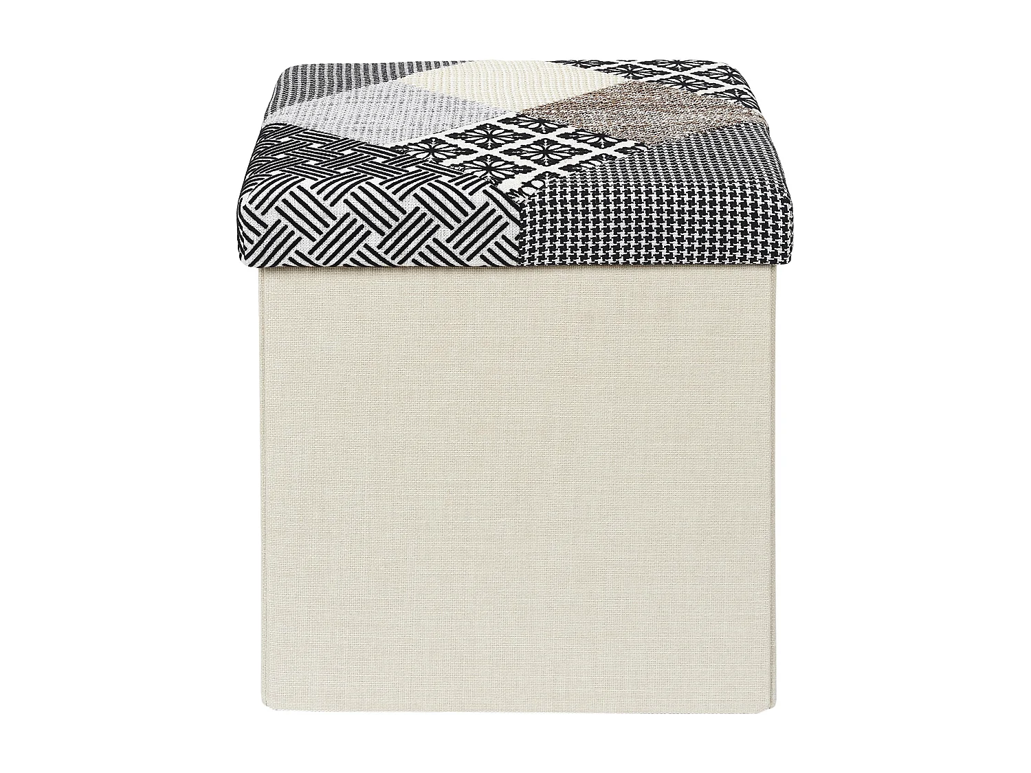 Coffre Pouf Pliable Patchwork Gris