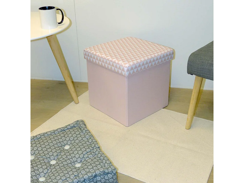 Pouf coffre carré pliable scandinave