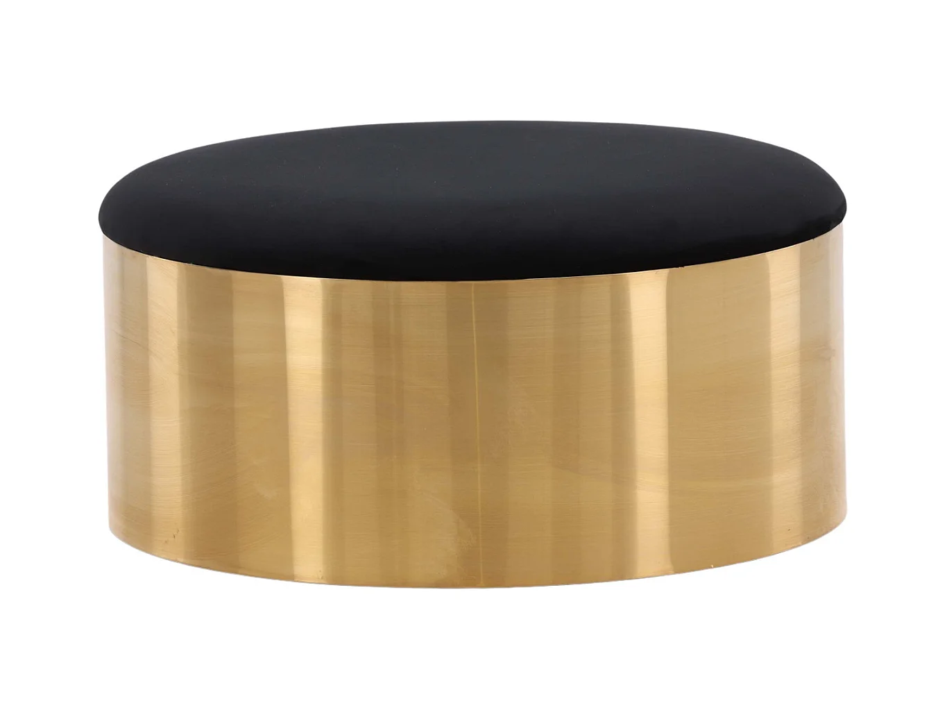 Puf con cojín de terciopelo negro y cobre Puff 75 cm
