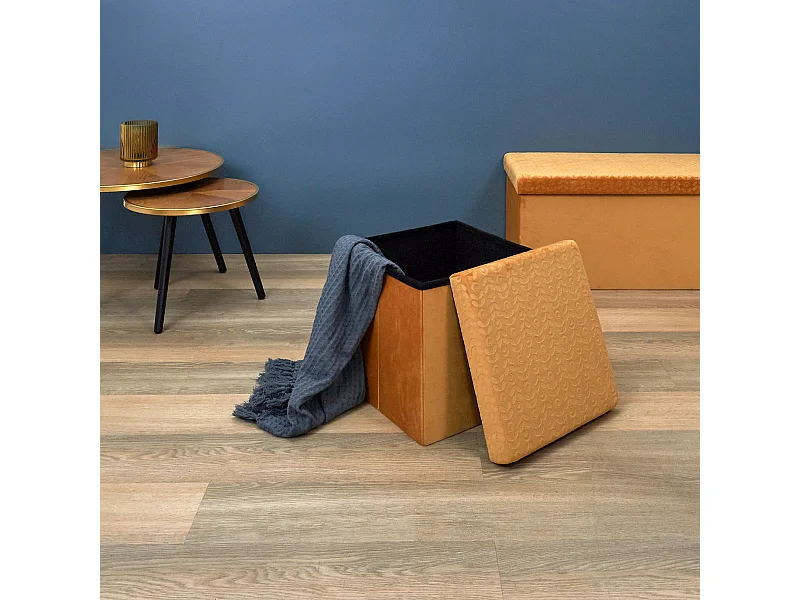 Coffre Pouf Pliable Retro Moutarde Jaune