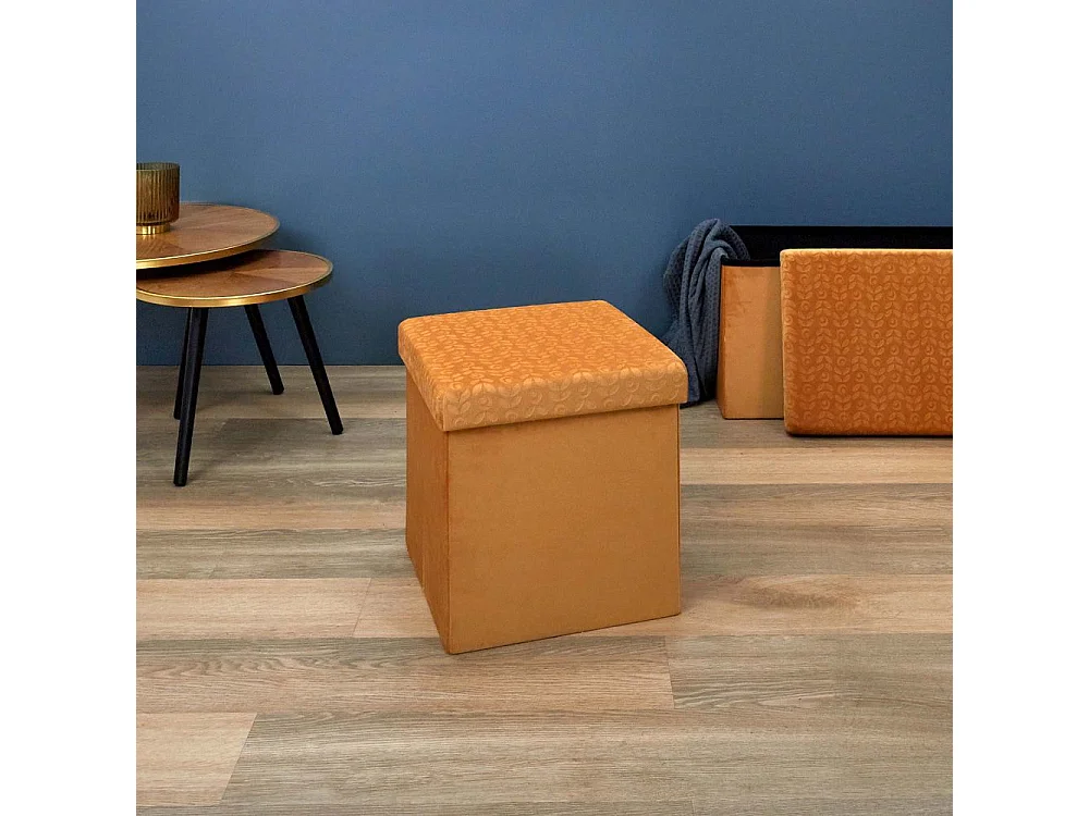 Coffre Pouf Pliable Retro Moutarde Jaune