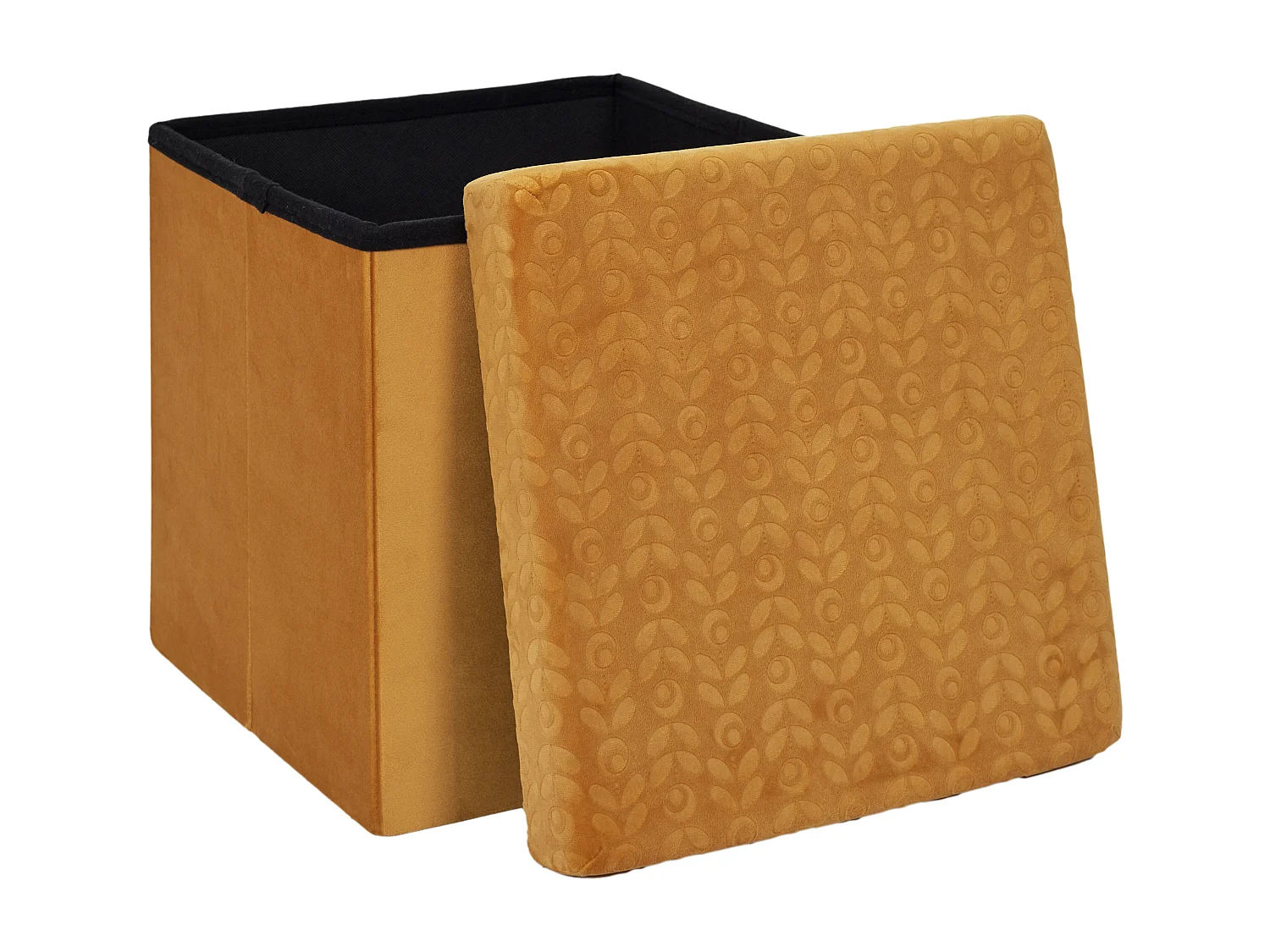 Coffre Pouf Pliable Retro Moutarde Jaune