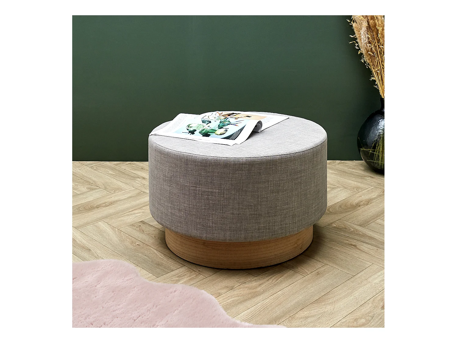 Pouf Scandinave Gris Clair 60cm Gris