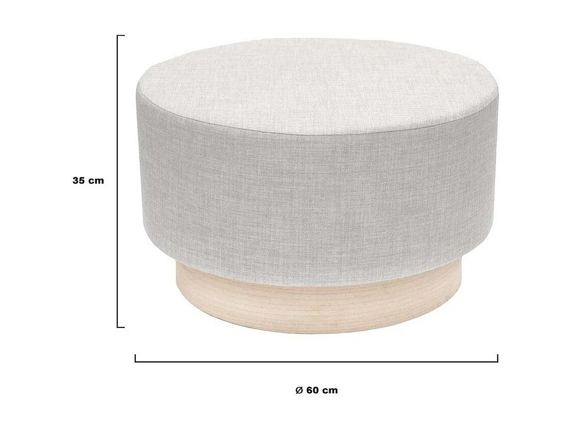Pouf Scandinave Gris Clair 60cm Gris