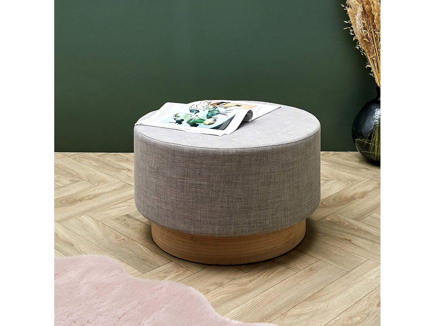 Pouf Scandinave Gris Clair 60cm Gris