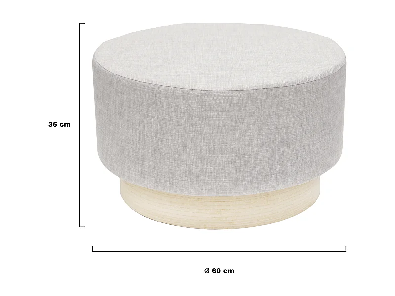 Pouf Scandinave Gris Clair 60cm Gris