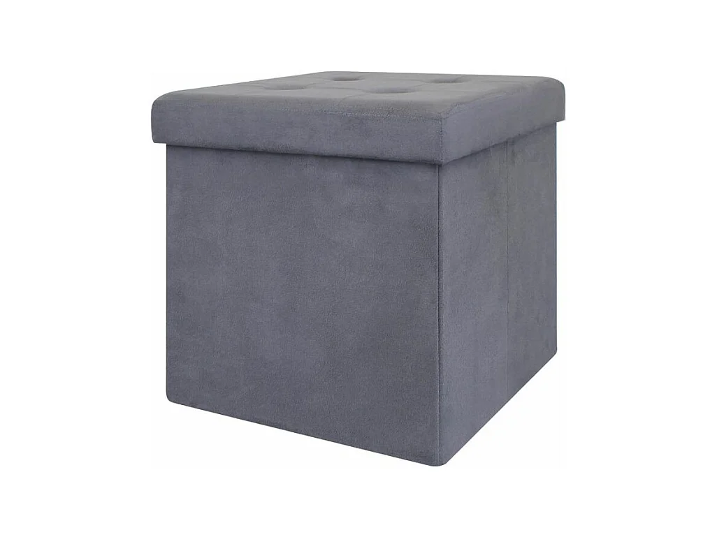 Pouf Coffre Pliable en Suédine "Juno" 37cm Gris Foncé