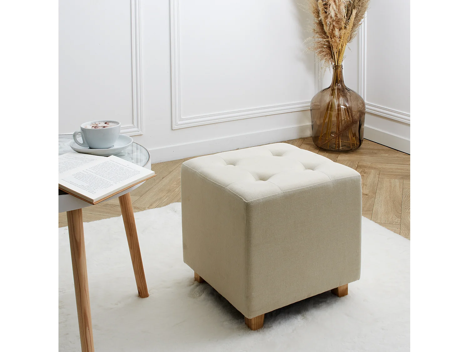 Pouf Carre Hippolyte Beige - Lot De Out Beige