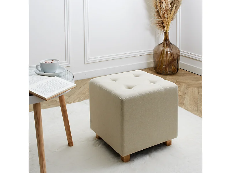 Pouf Carre Hippolyte Beige Beige