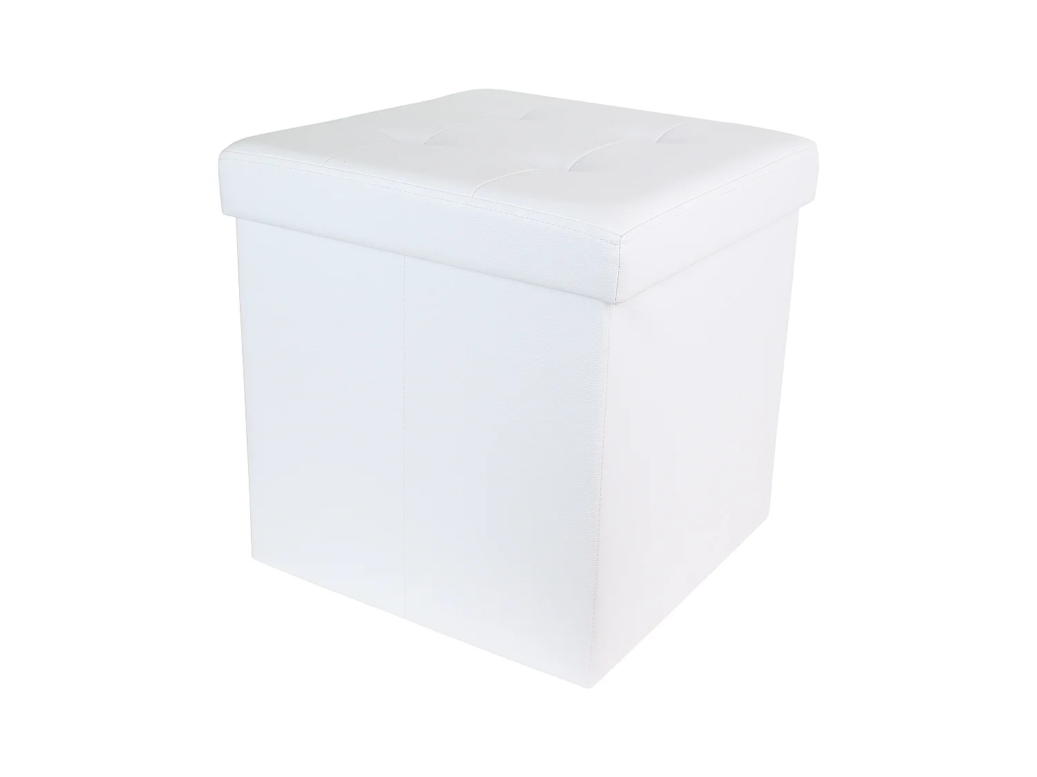 Coffre Pouf Pliable Pu Blanc Blanc