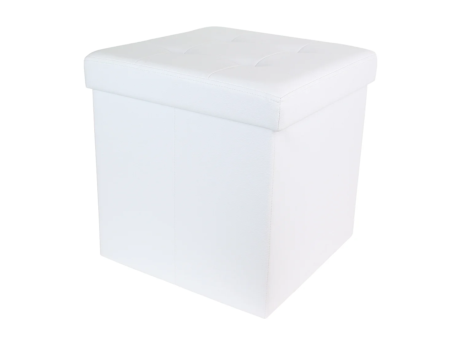 Coffre Pouf Pliable Pu Blanc Blanc