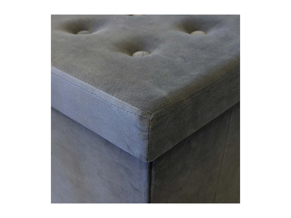 Pouf coffre carré en velours synthétique capitonné Gris anthracite