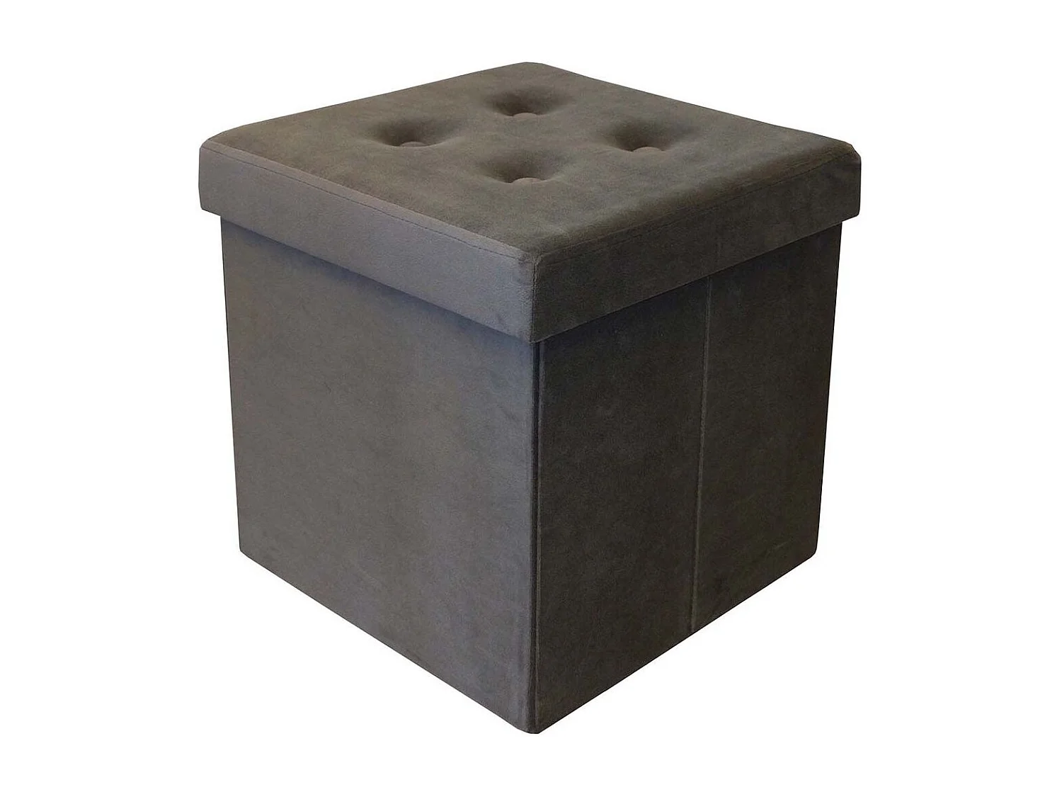 Pouf coffre carré en velours synthétique capitonné Gris anthracite