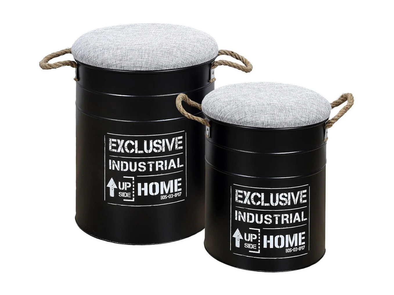 Lot de 2 Poufs Gigognes "Baril Dock" 44cm Noir