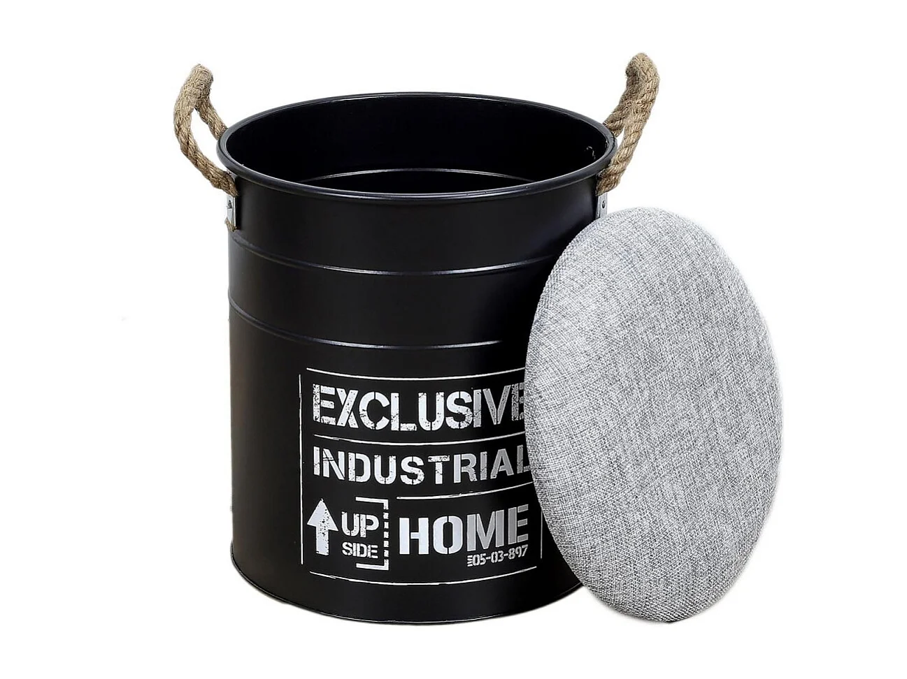 Lot de 2 Poufs Gigognes "Baril Dock" 44cm Noir