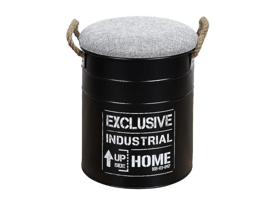 Lot de 2 Poufs Gigognes "Baril Dock" 44cm Noir