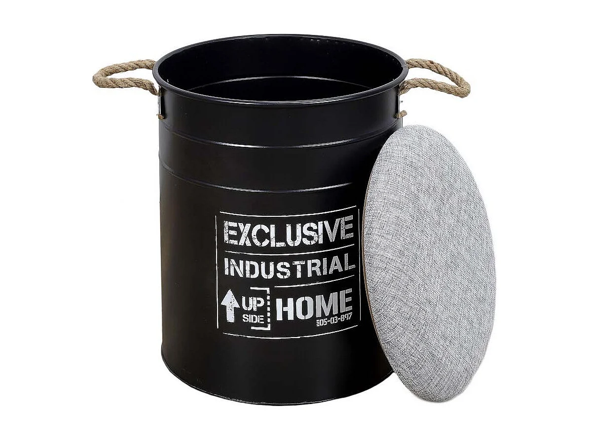 Lot de 2 Poufs Gigognes "Baril Dock" 44cm Noir