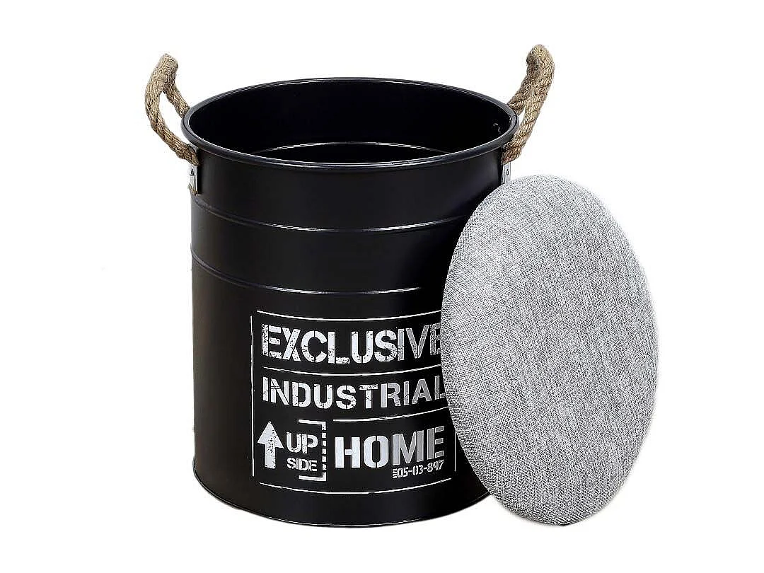 Lot de 2 Poufs Gigognes "Baril Dock" 44cm Noir