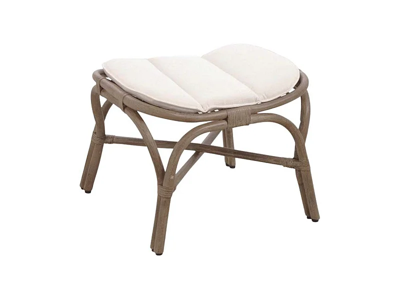 Pouf en rotin gris vintage