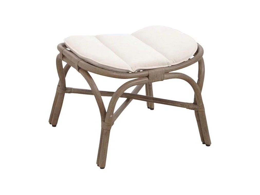 Pouf en rotin gris vintage