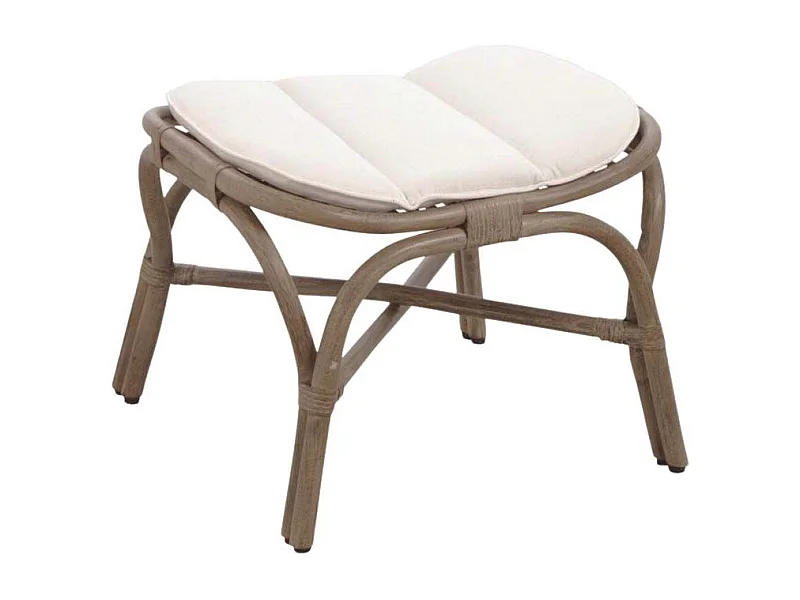 Pouf en rotin gris vintage