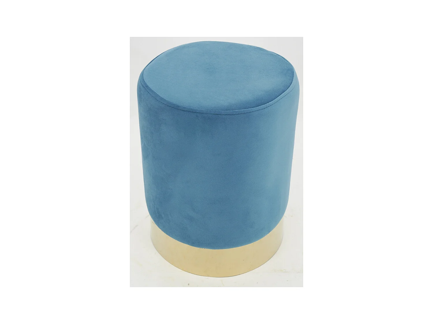 Pouf en velours et métal doré