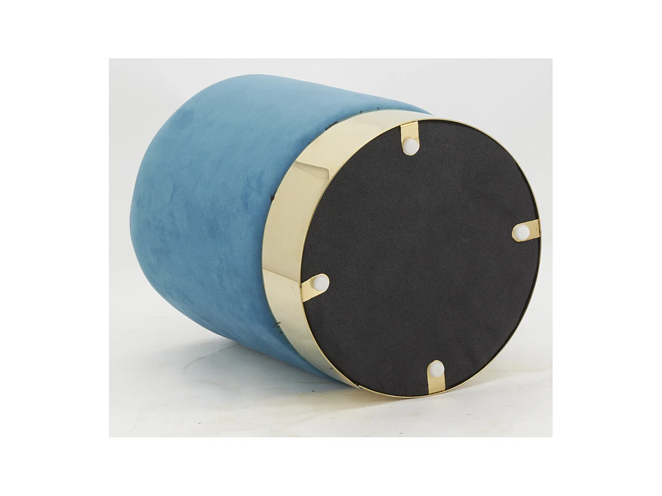 Pouf en velours et métal doré