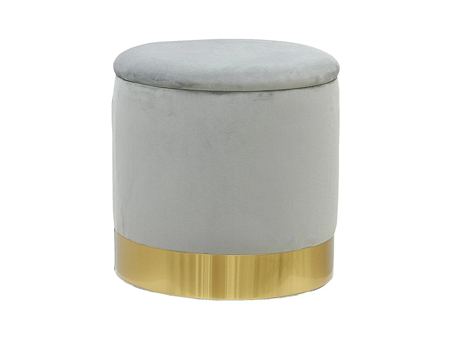 Pouf coffre en velours et métal Gris/Or