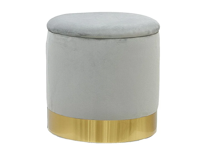 Pouf coffre en velours et métal Gris/Or