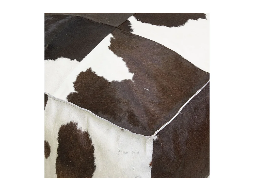 Pouf carré en peau de vache véritable