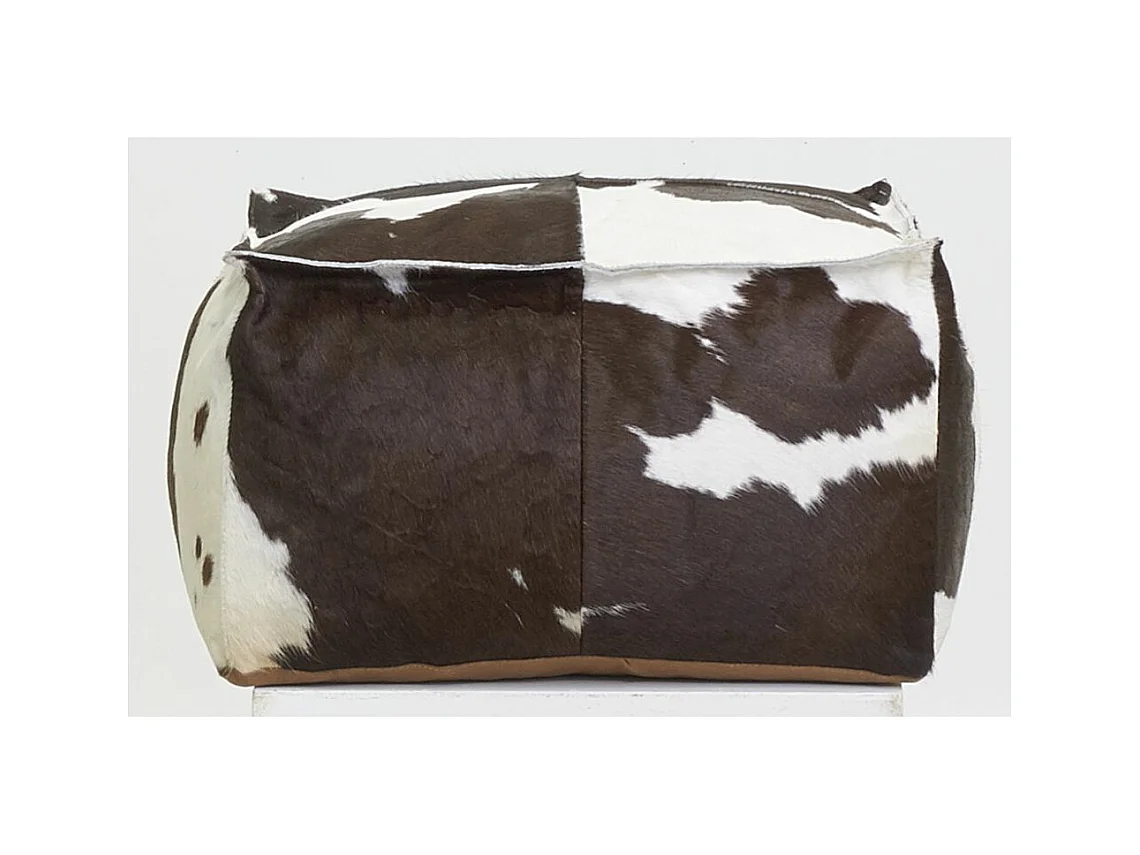 Pouf carré en peau de vache véritable
