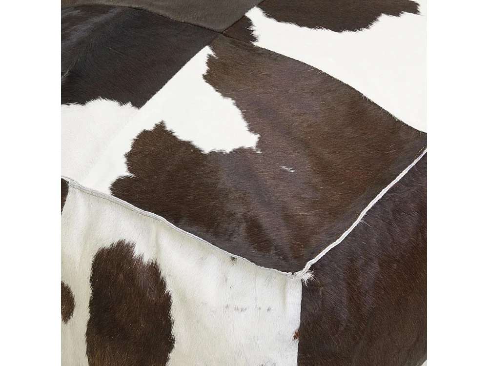 Pouf carré en peau de vache véritable