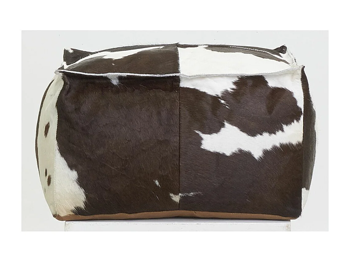 Pouf carré en peau de vache véritable