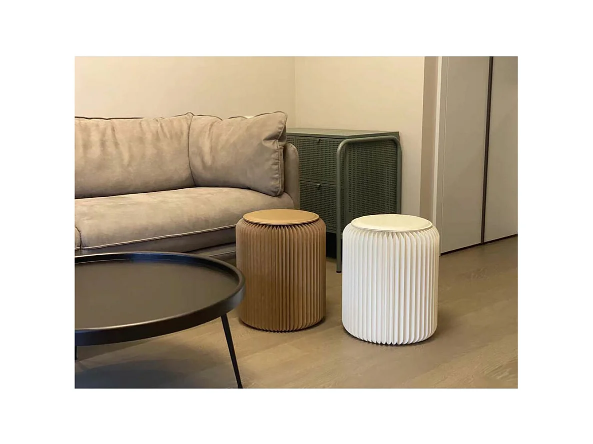 Pouf design en carton plié 35 cm