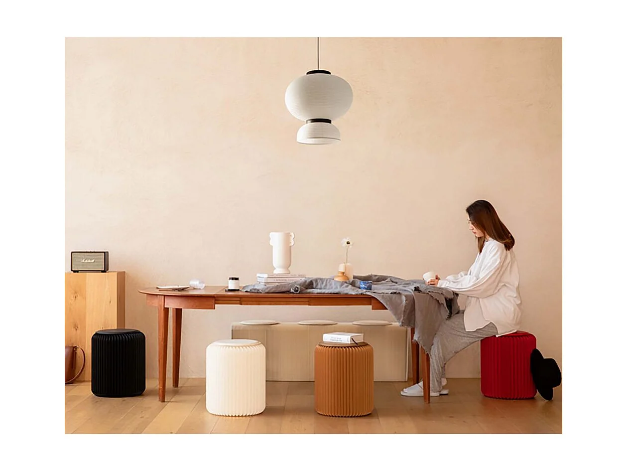 Pouf design en carton plié 35 cm