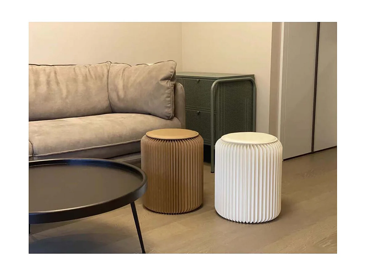 Pouf design en carton plié 35 cm