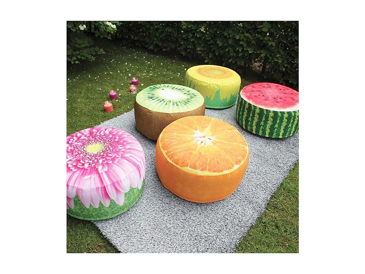 Pouf extérieur avec imprimé déco Tournesol