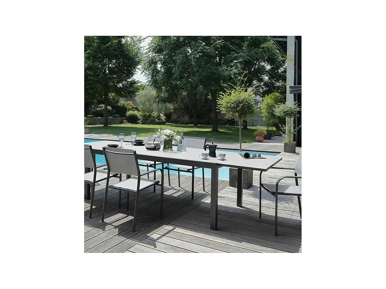 Fauteuil en aluminium Duca (Lot de 6) Graphite et perle